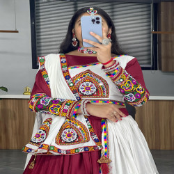 Traditional Mirror Work Rayon Cotton Lehenga Choli Set